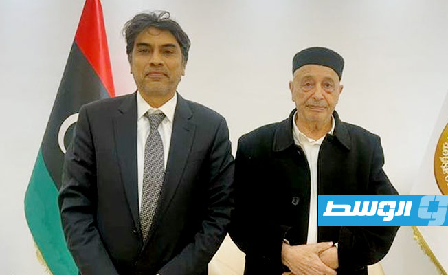 عقيلة صالح يلتقي نائب محافظ مصرف ليبيا المركزي الجديد مرعي البرعصي