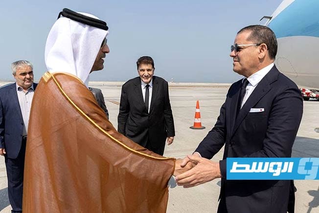 Dabaiba Arrives in Doha to Offer Condolences on the Death of Former Emir Sheikh Hamad bin Khalifa Al Thani